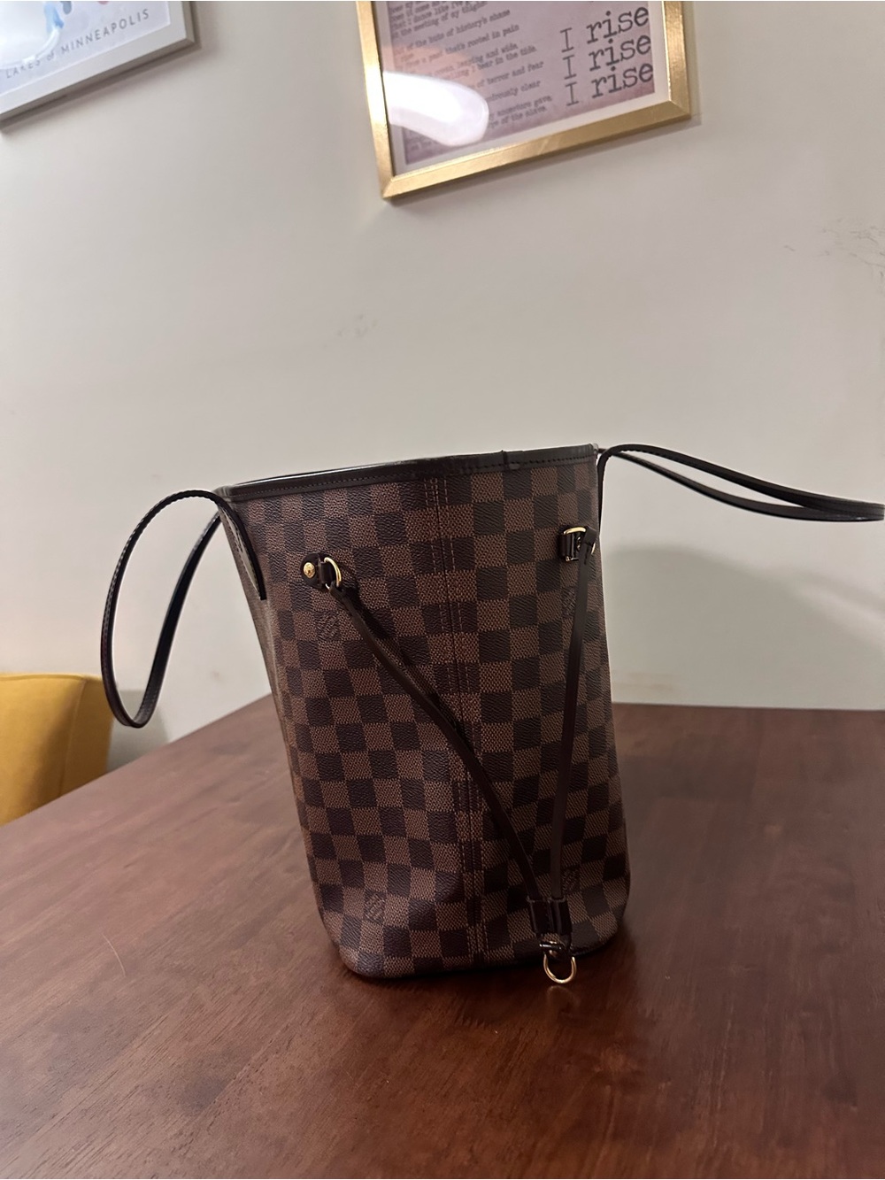 Louis Vuitton Brown Damier Ebene Tote with Red Lining - Picture 2 of 10